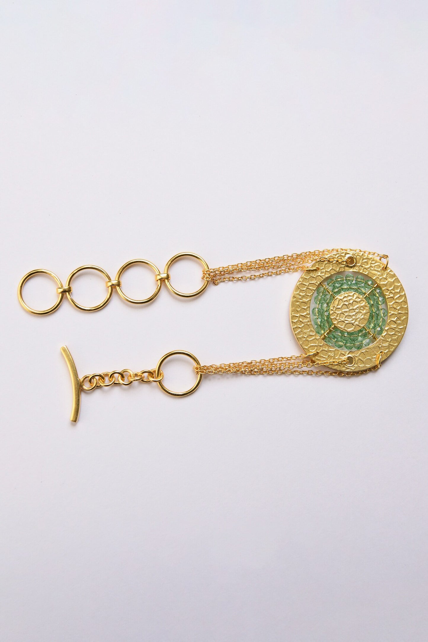 Gold Beaded Round Chain Bracelet 