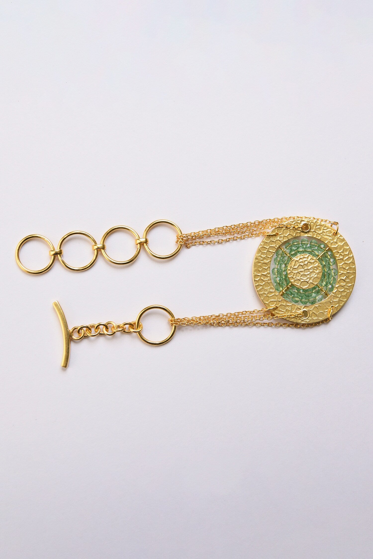 Gold Beaded Round Chain Bracelet 