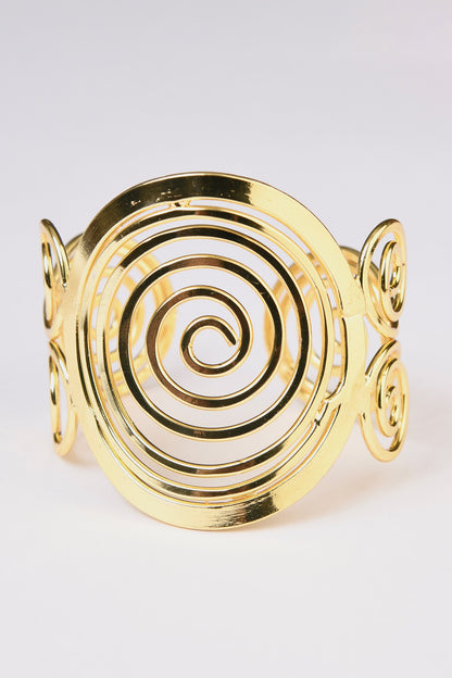 Fibonacci Spiral Gold Hand Cuff 