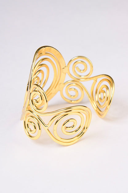 Fibonacci Spiral Gold Hand Cuff 