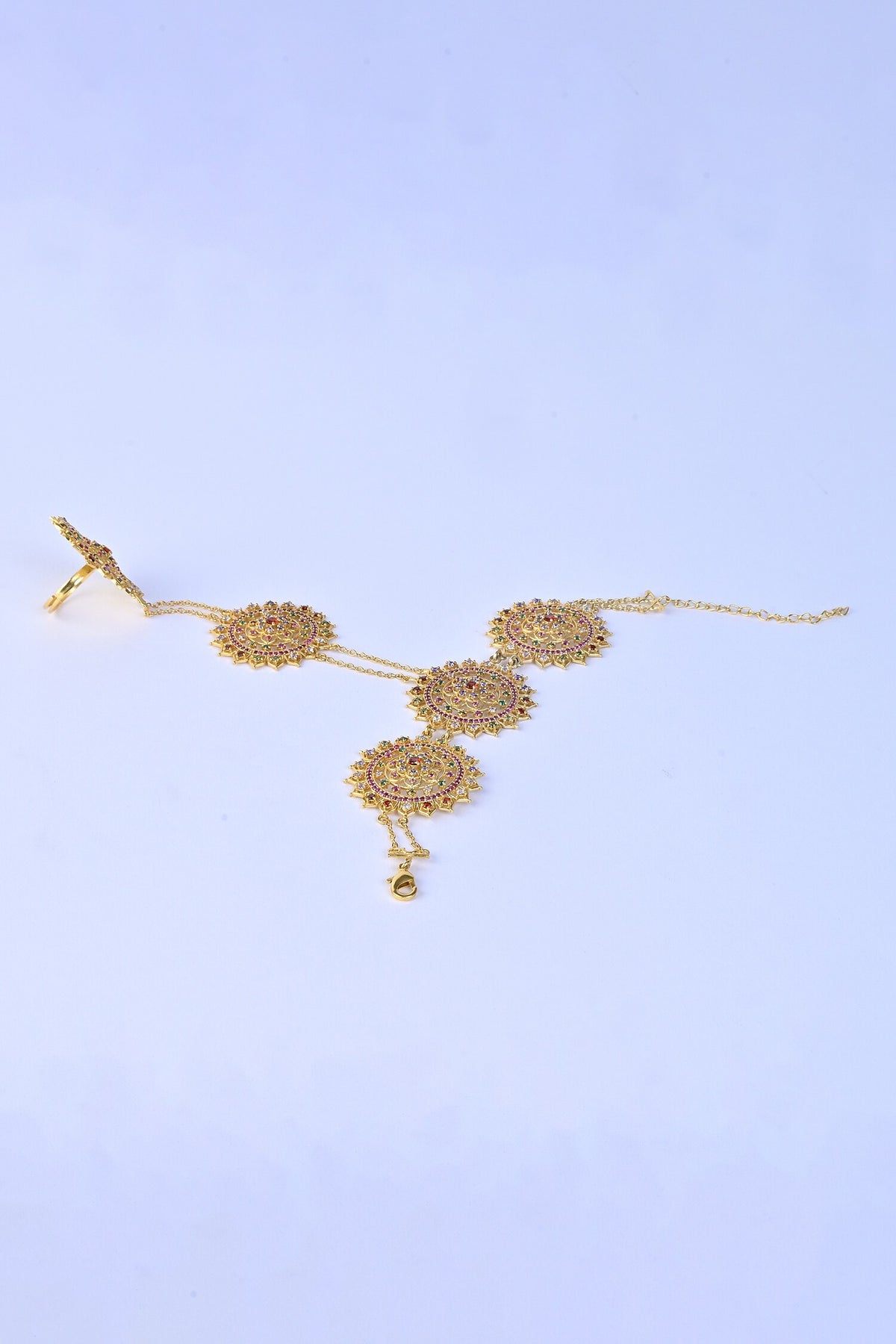 Gold Stone Embellished Hathphool 