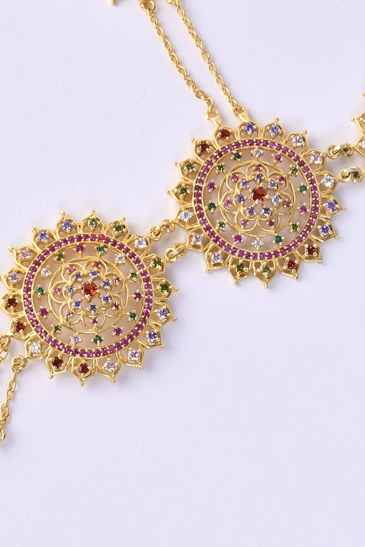 Gold Stone Embellished Hathphool 