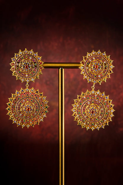 Gold Stone Dangler Earrings 