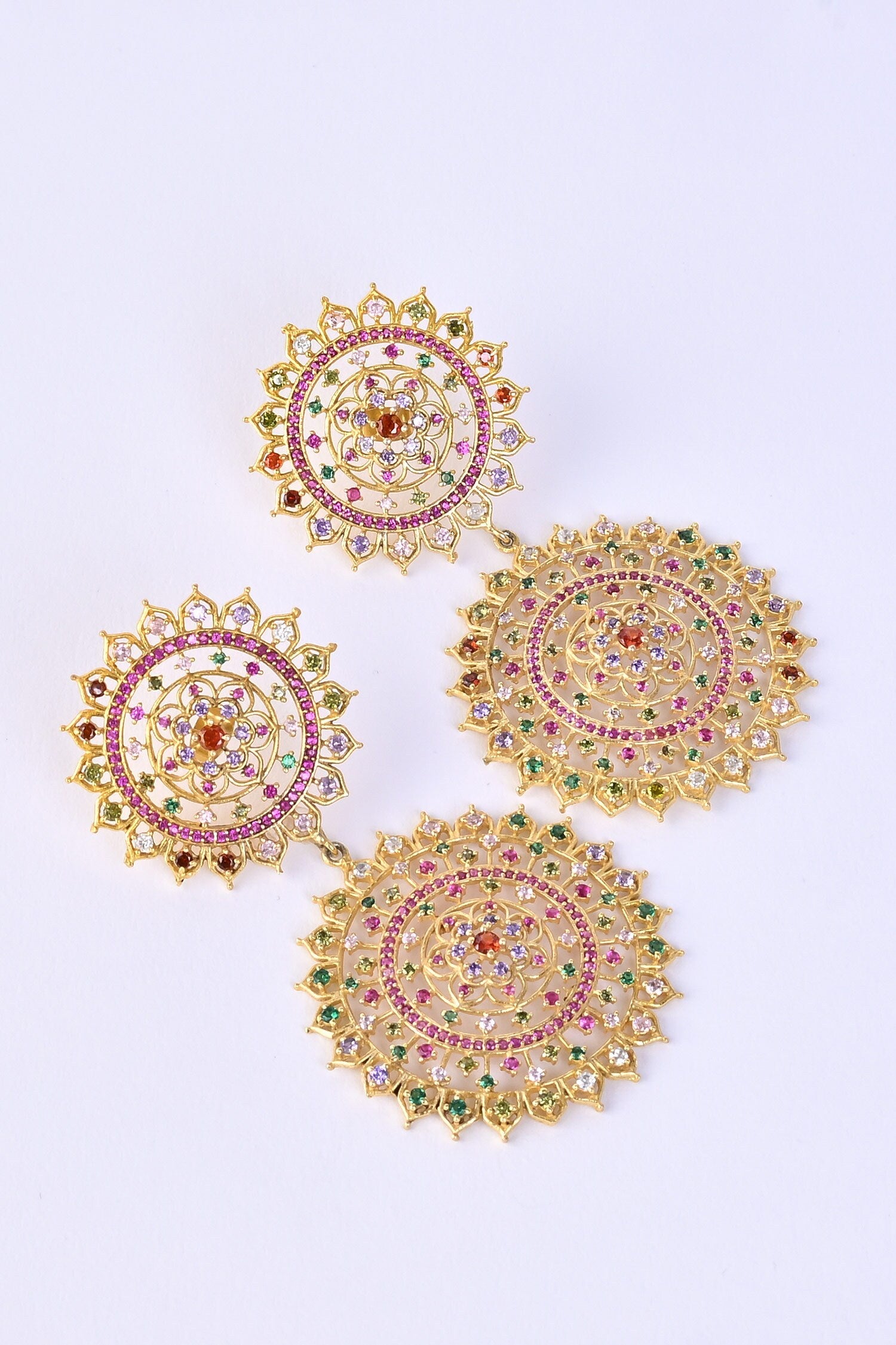 Gold Stone Dangler Earrings 