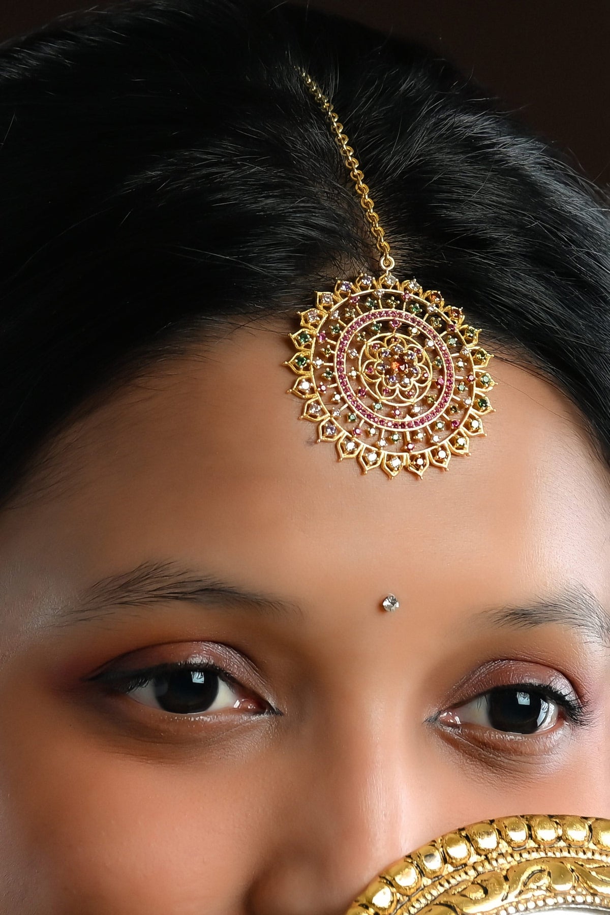 Gold Stone Embellished Maangtikka 