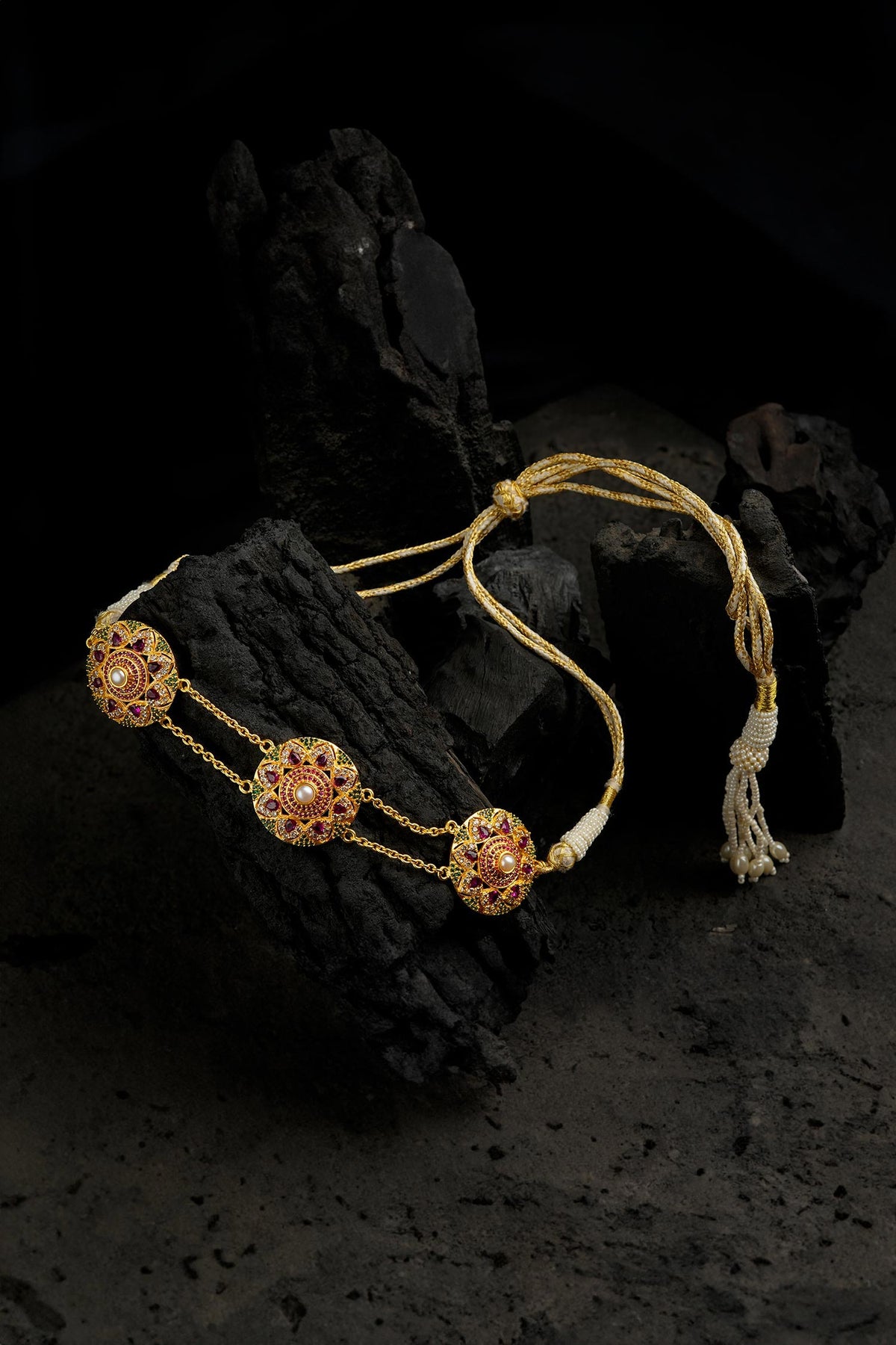 Floral Stone Gold Choker 