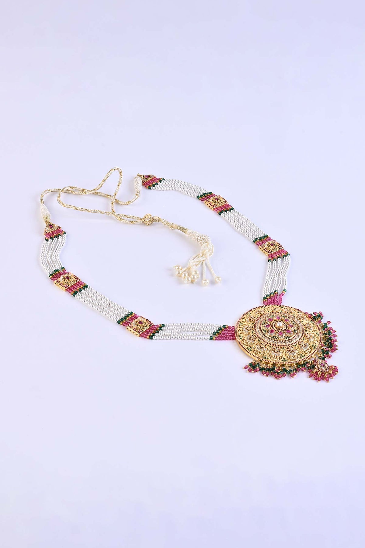 Gold Plated Multicolor Stone Long Necklace 