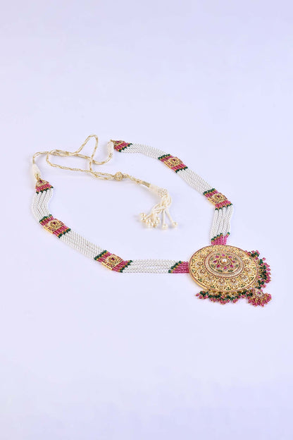 Gold Plated Multicolor Stone Long Necklace 