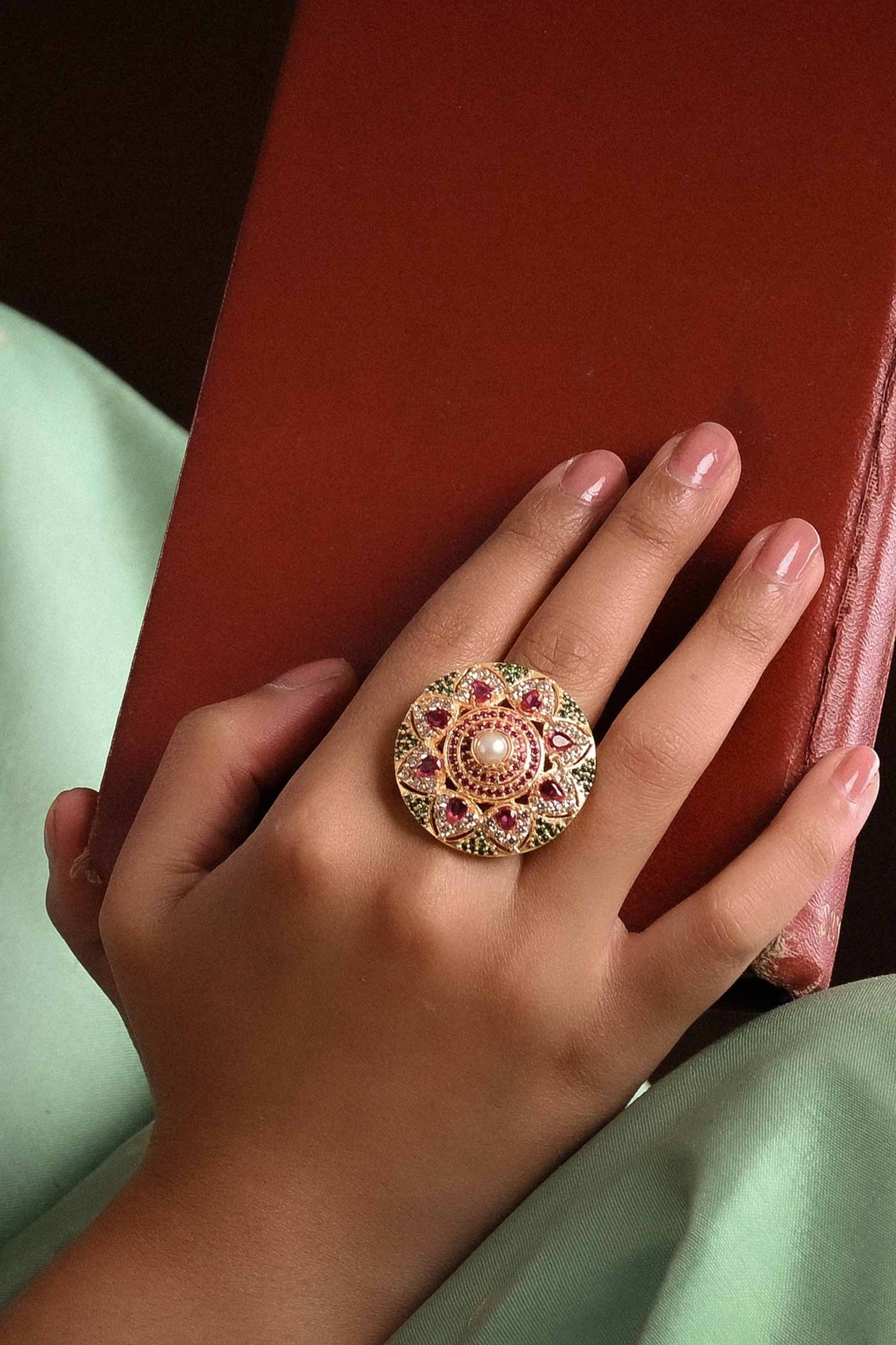 Gold Plated Multicolour Stone Ring 
