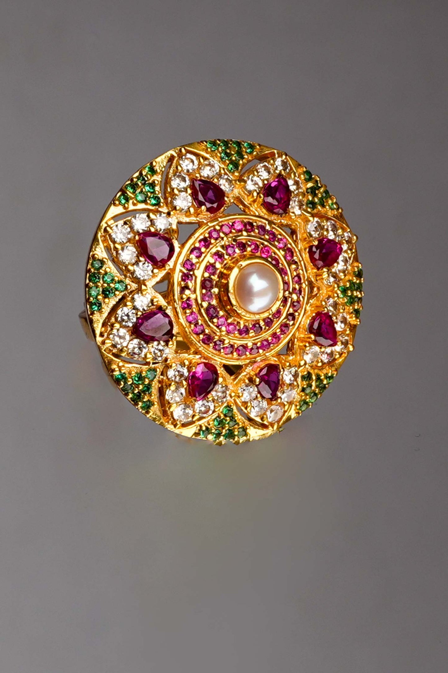 Gold Plated Multicolour Stone Ring 