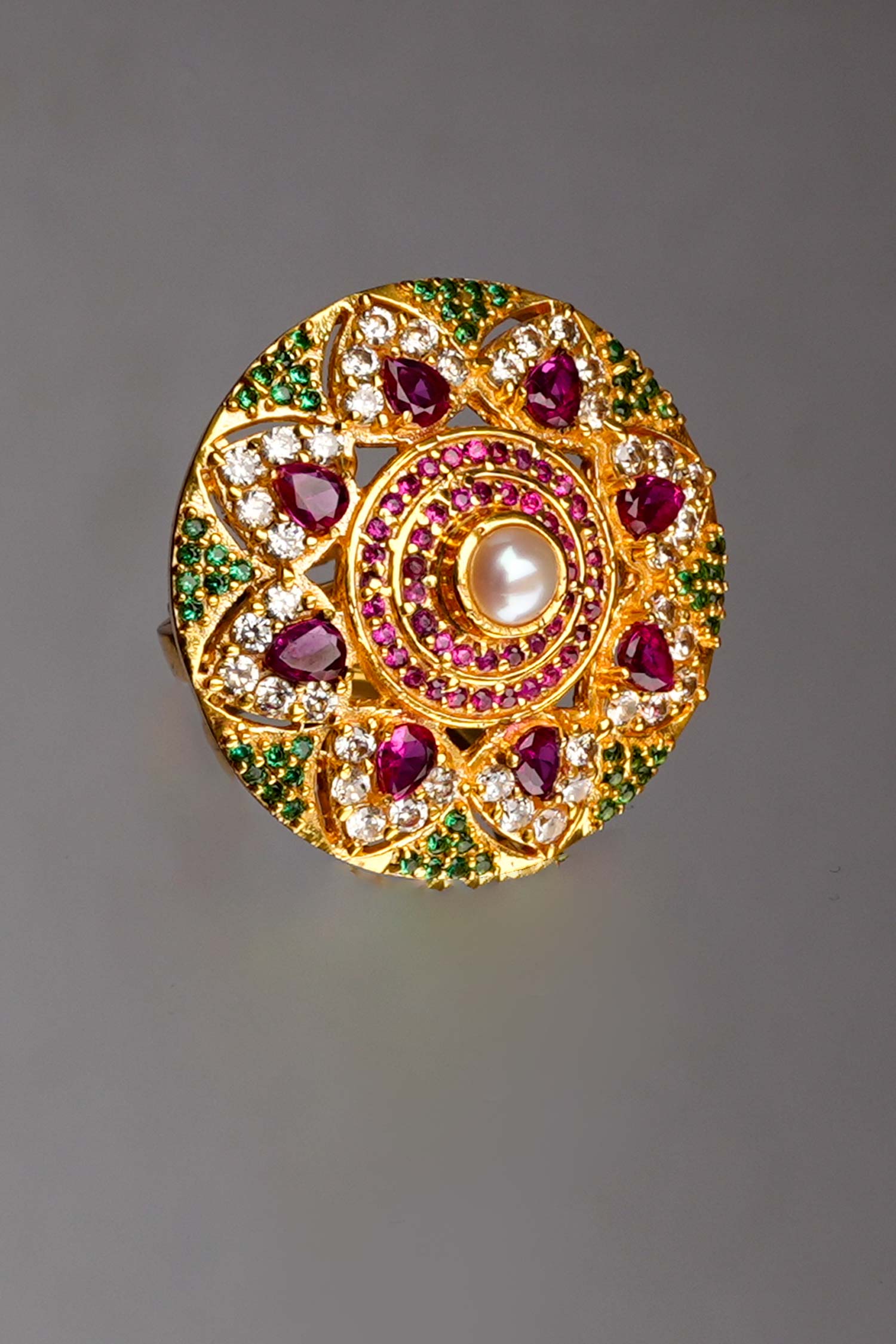 Gold Plated Multicolour Stone Ring 
