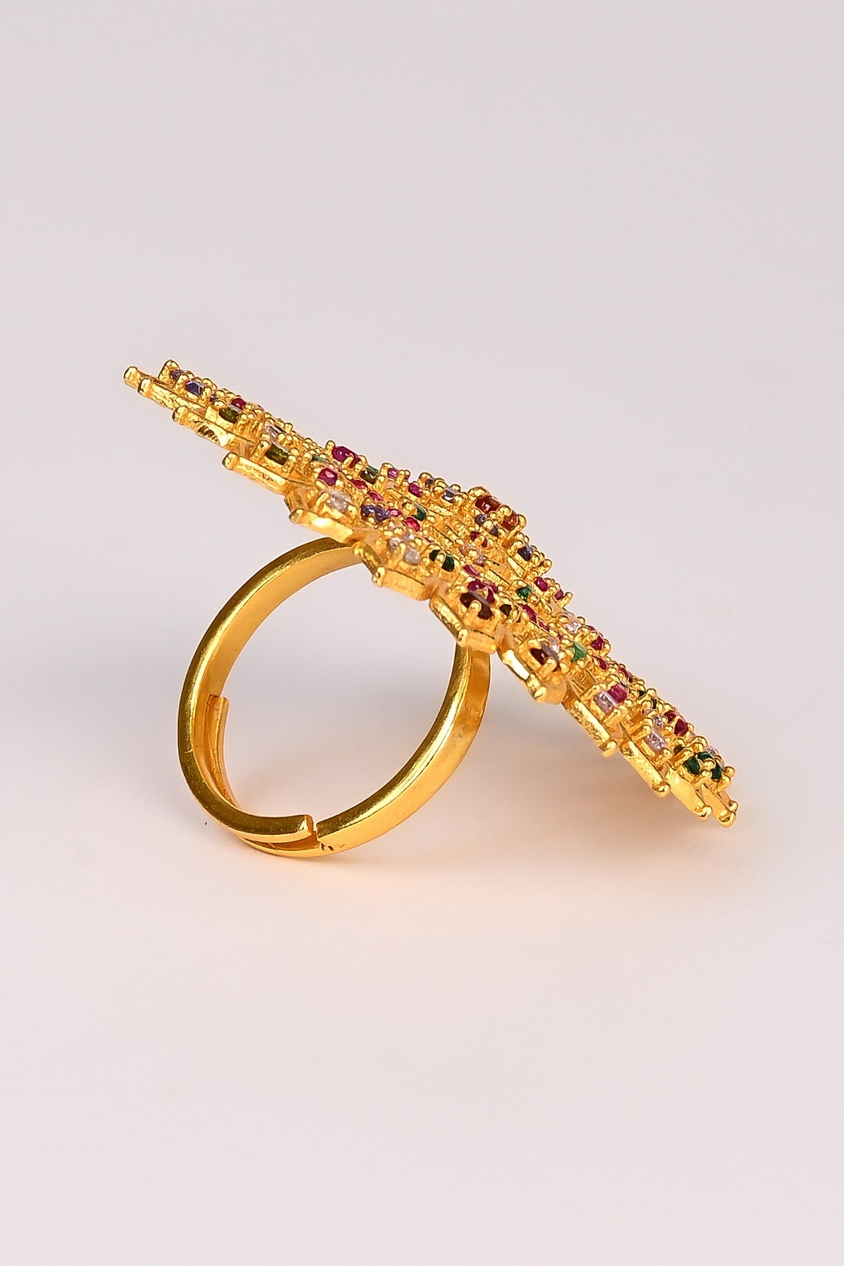 Gold Stone Floral Mandala Ring 
