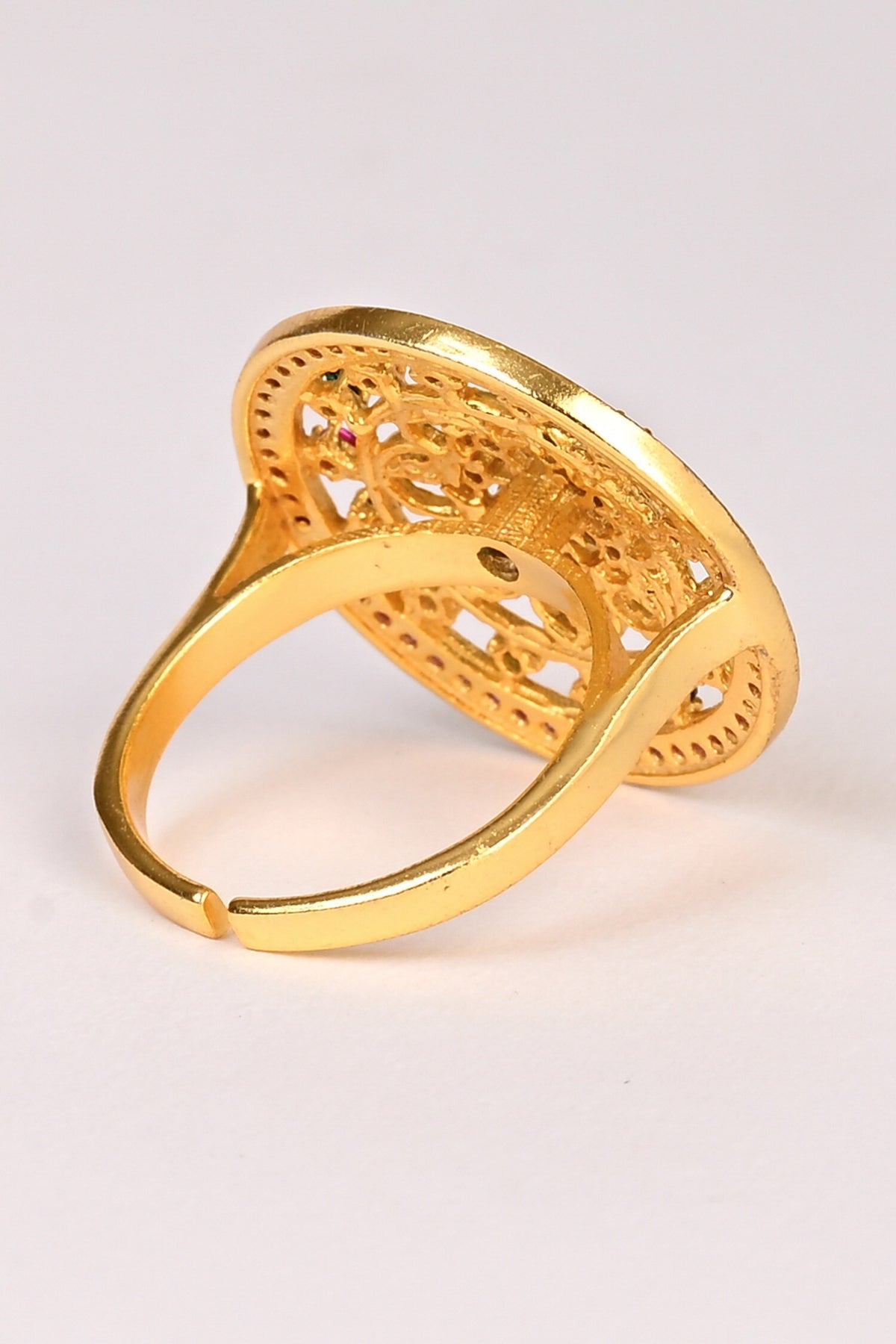 Gold Stone Embellished Sphere Ring 
