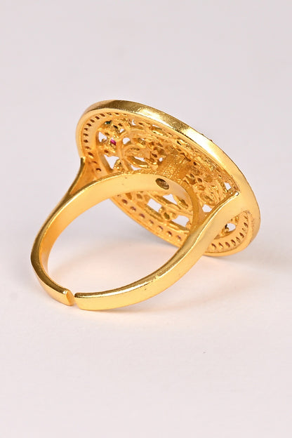 Gold Stone Embellished Sphere Ring 