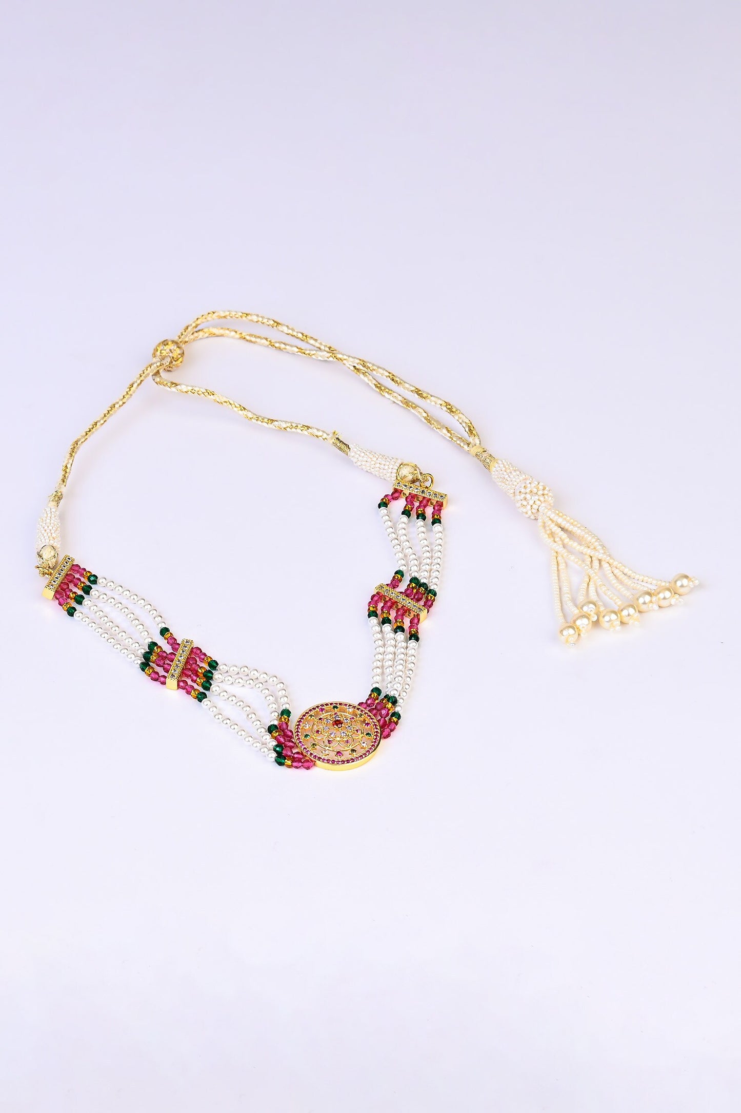 Gold Pearl Stone Choker Set 