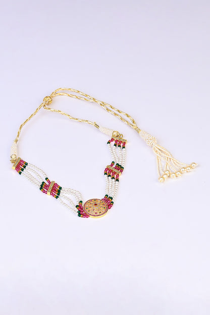 Gold Pearl Stone Choker Set 