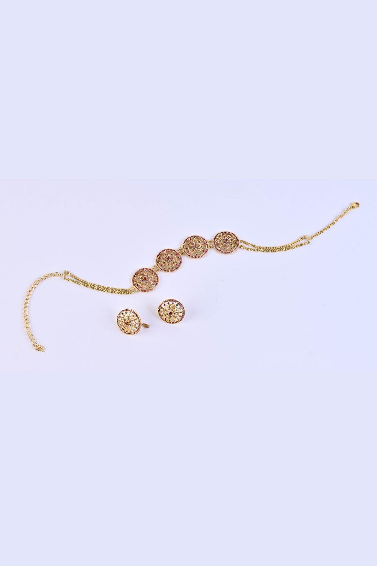 Gold Stone Embellished Choker Set 