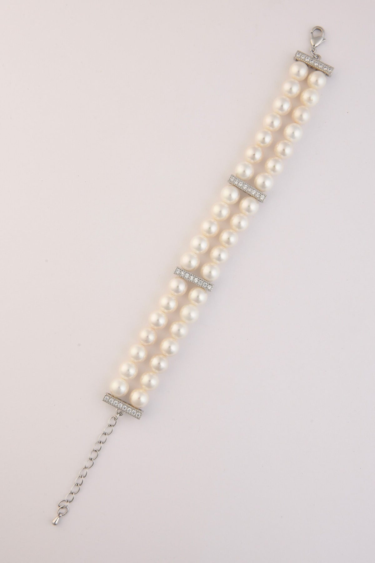 Double Row Pearl & Stone Bracelet 