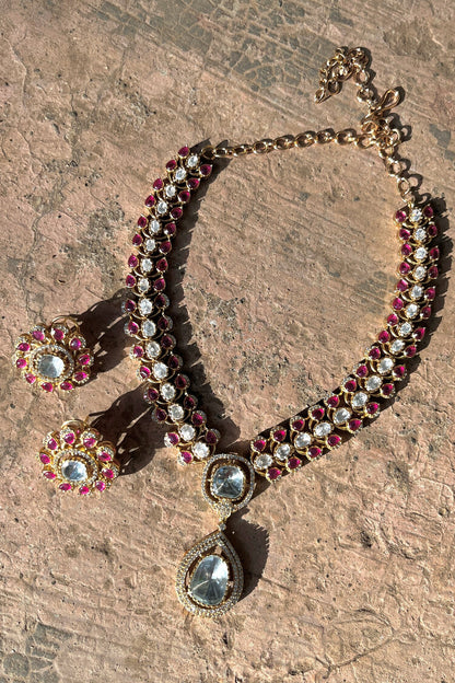 Polki Embellished Pendant Necklace Set 