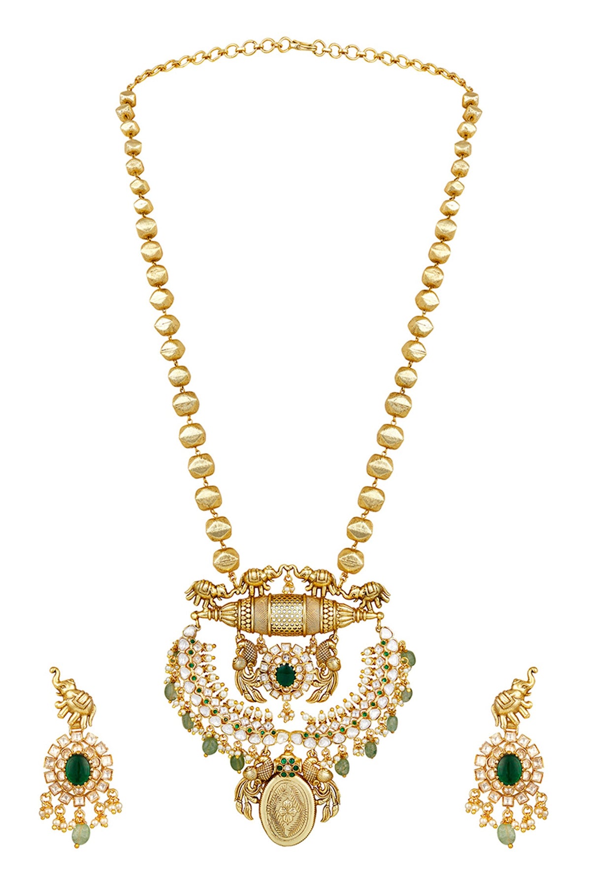 Floral Moissanite Kundan Necklace Set 