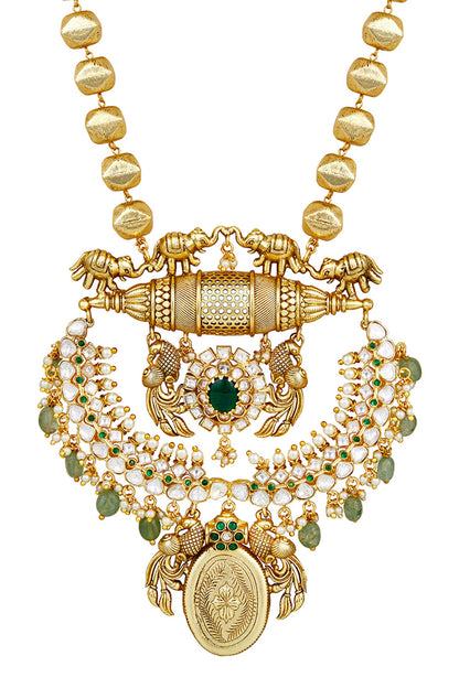 Floral Moissanite Kundan Necklace Set 