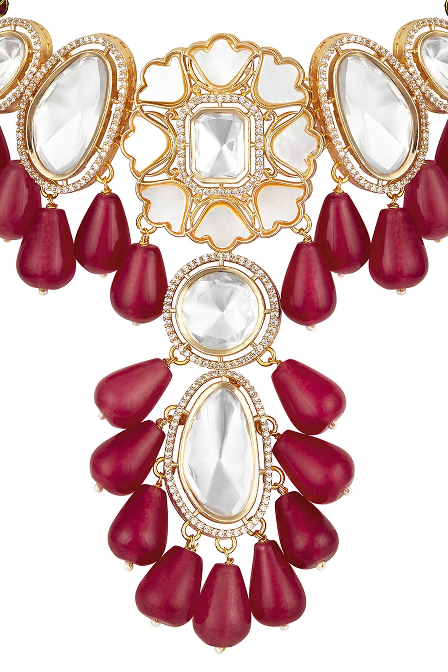 Red Moissanite Kundan Polki Choker Set 