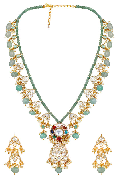 Multi Color Kundan Polki Necklace Set 