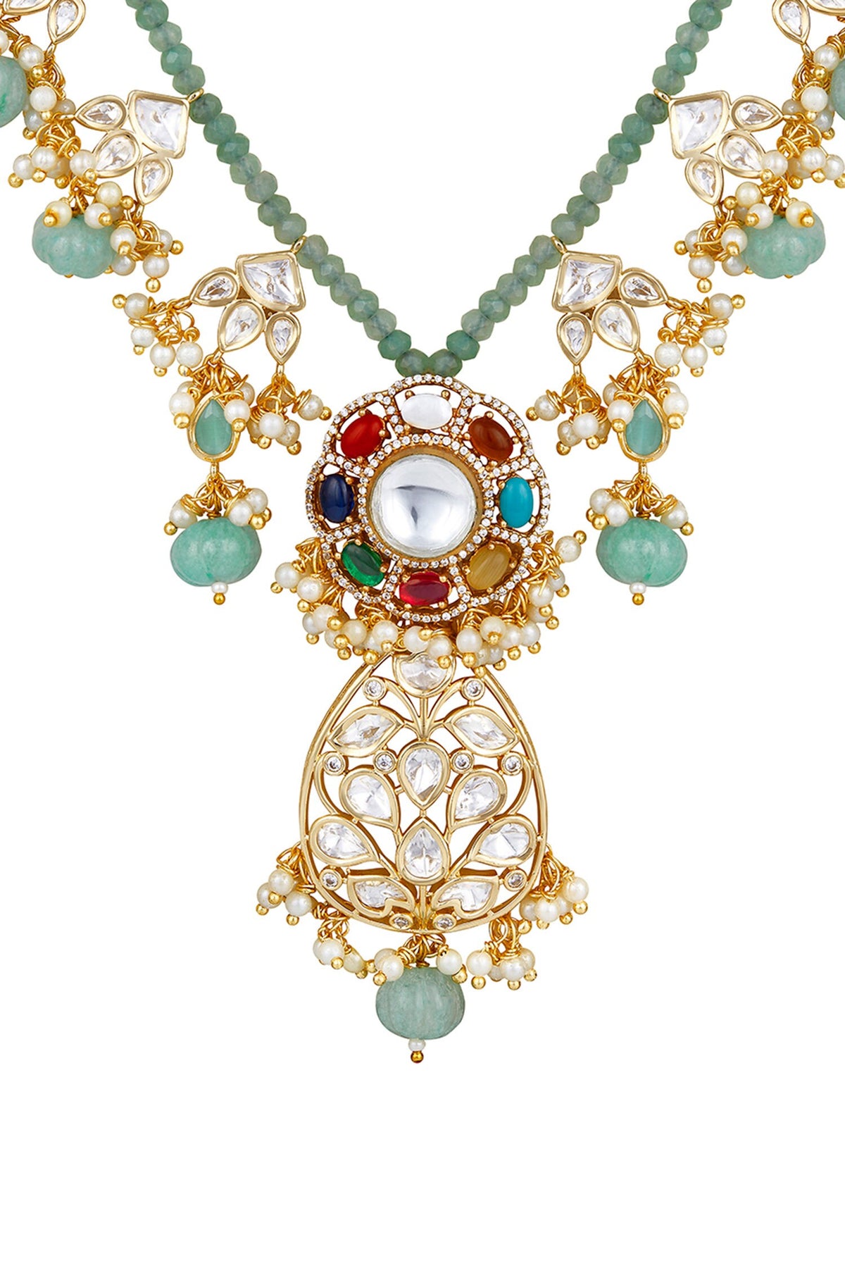 Multi Color Kundan Polki Necklace Set 