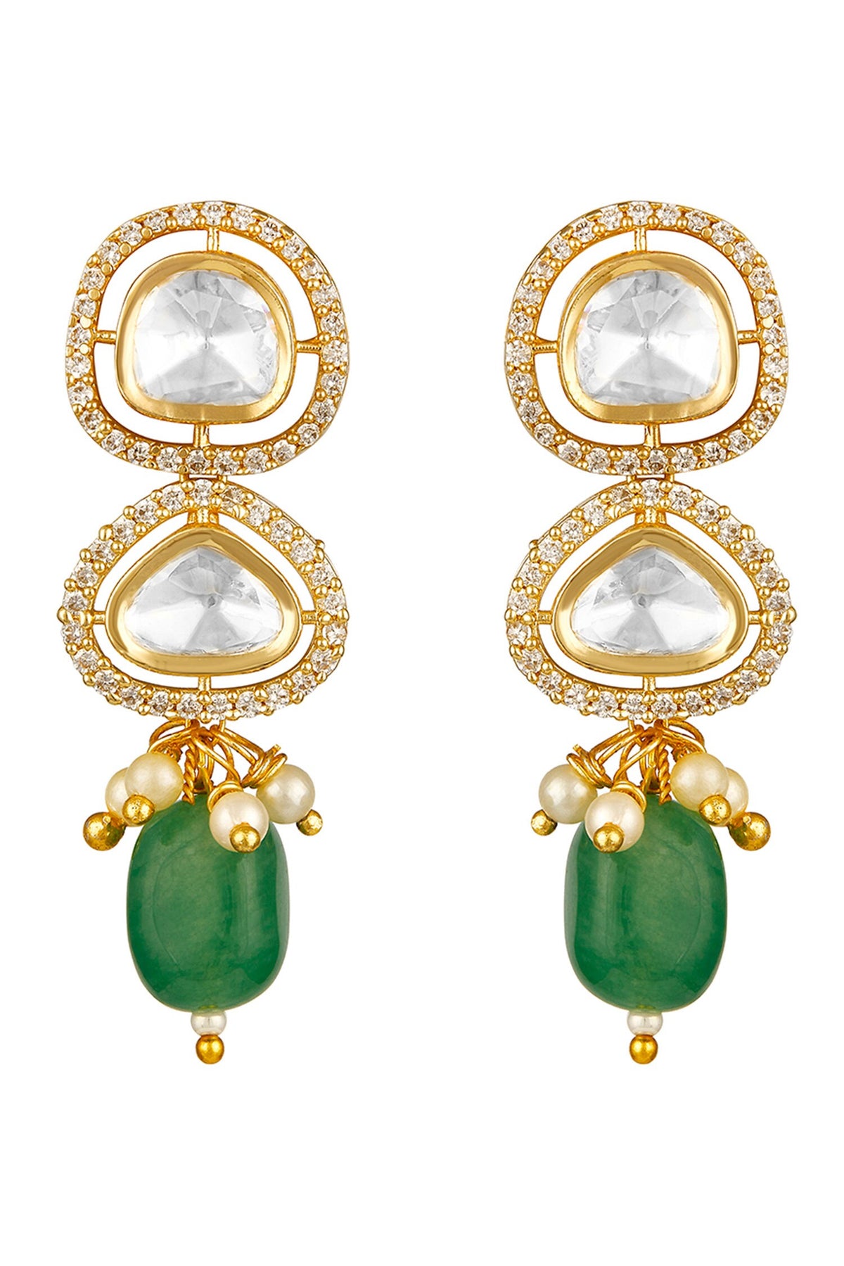 Kundan Polki Layered Drop Necklace Set 