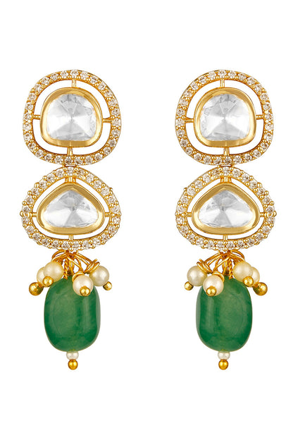 Kundan Polki Layered Drop Necklace Set 