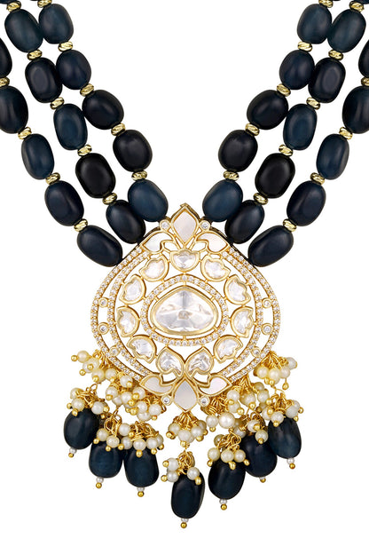 Designer Moissanite Kundan Necklace Set 