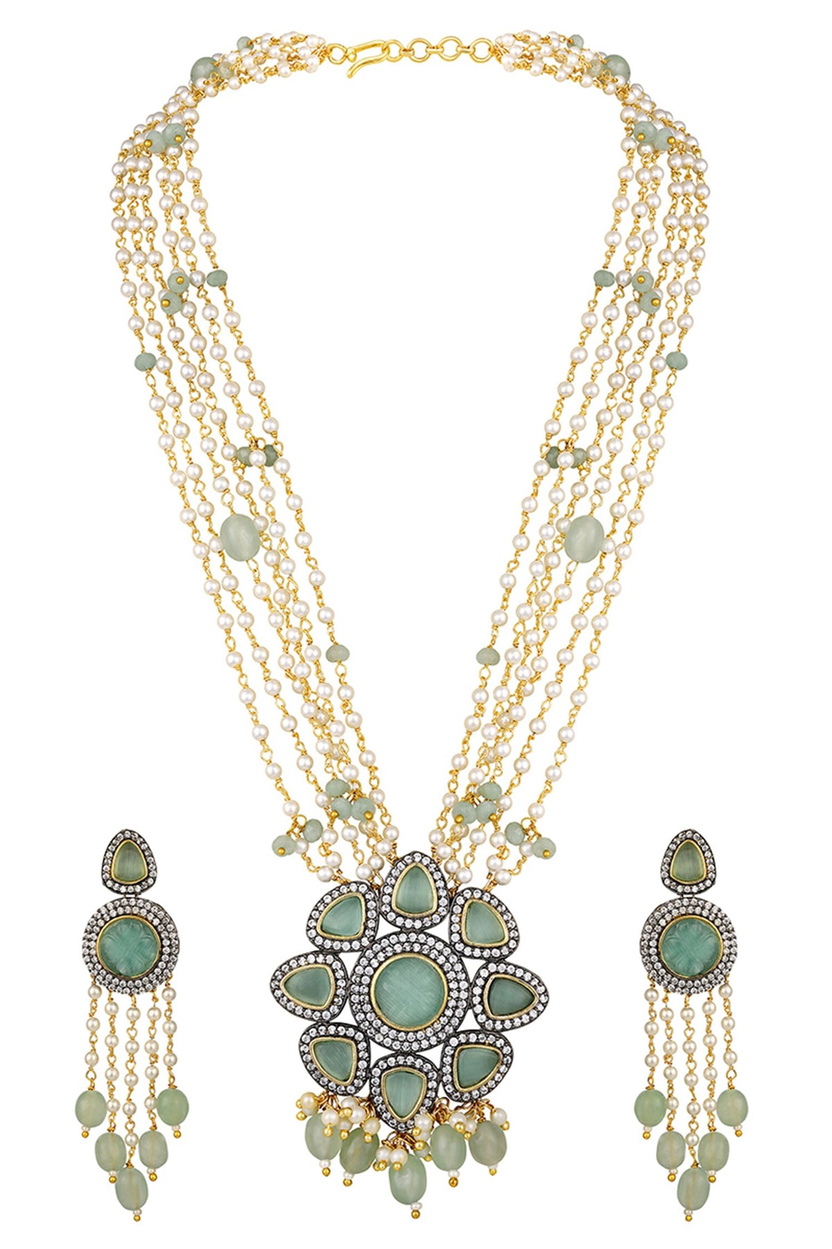 Floral Drop Motif Necklace Set 
