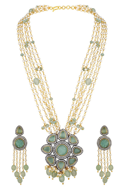 Floral Drop Motif Necklace Set 