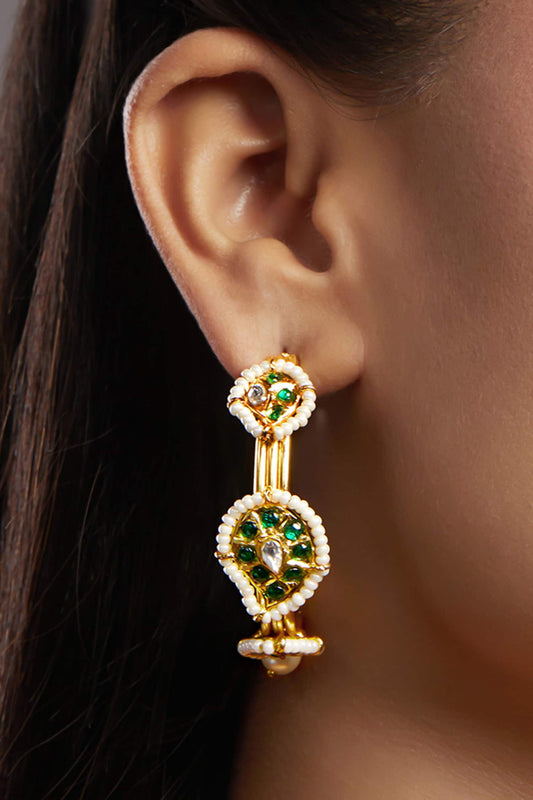 Moissanite Kundan Polki Bloom Hoops 
