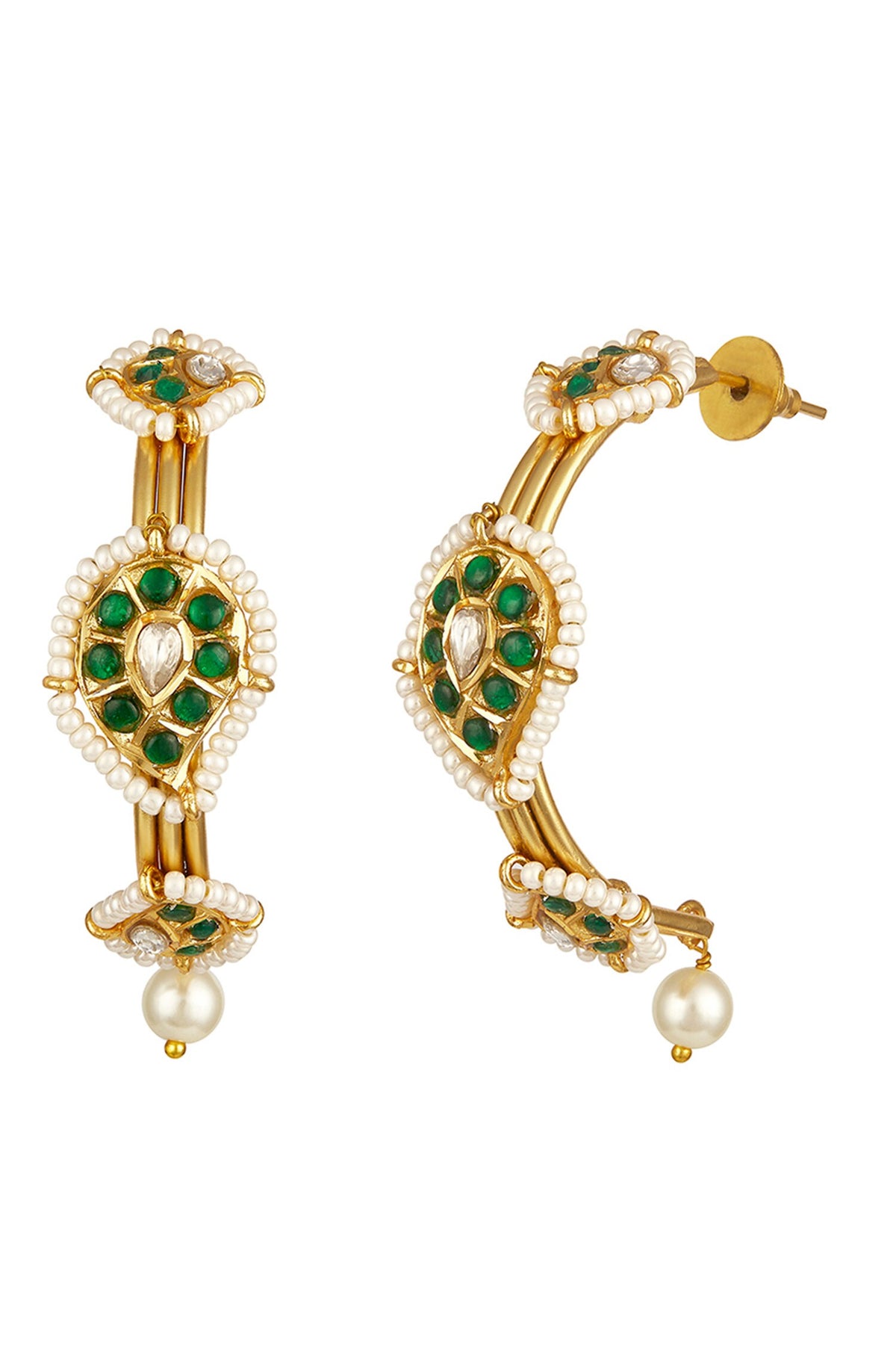 Moissanite Kundan Polki Bloom Hoops 