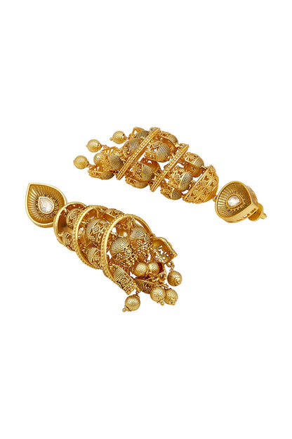 Gold Moissanite Kundan Polki Jhumkas 