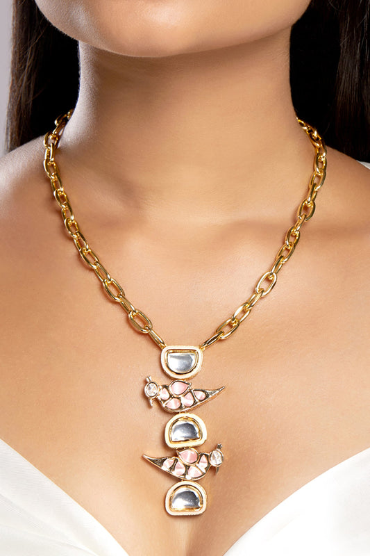 Moissanite Kundan Polki Pendant Necklace 