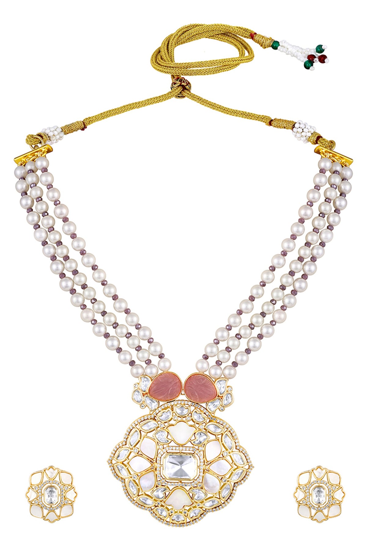 Florin Moissanite Kundan Polki Necklace Set 