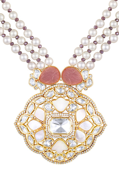 Florin Moissanite Kundan Polki Necklace Set 