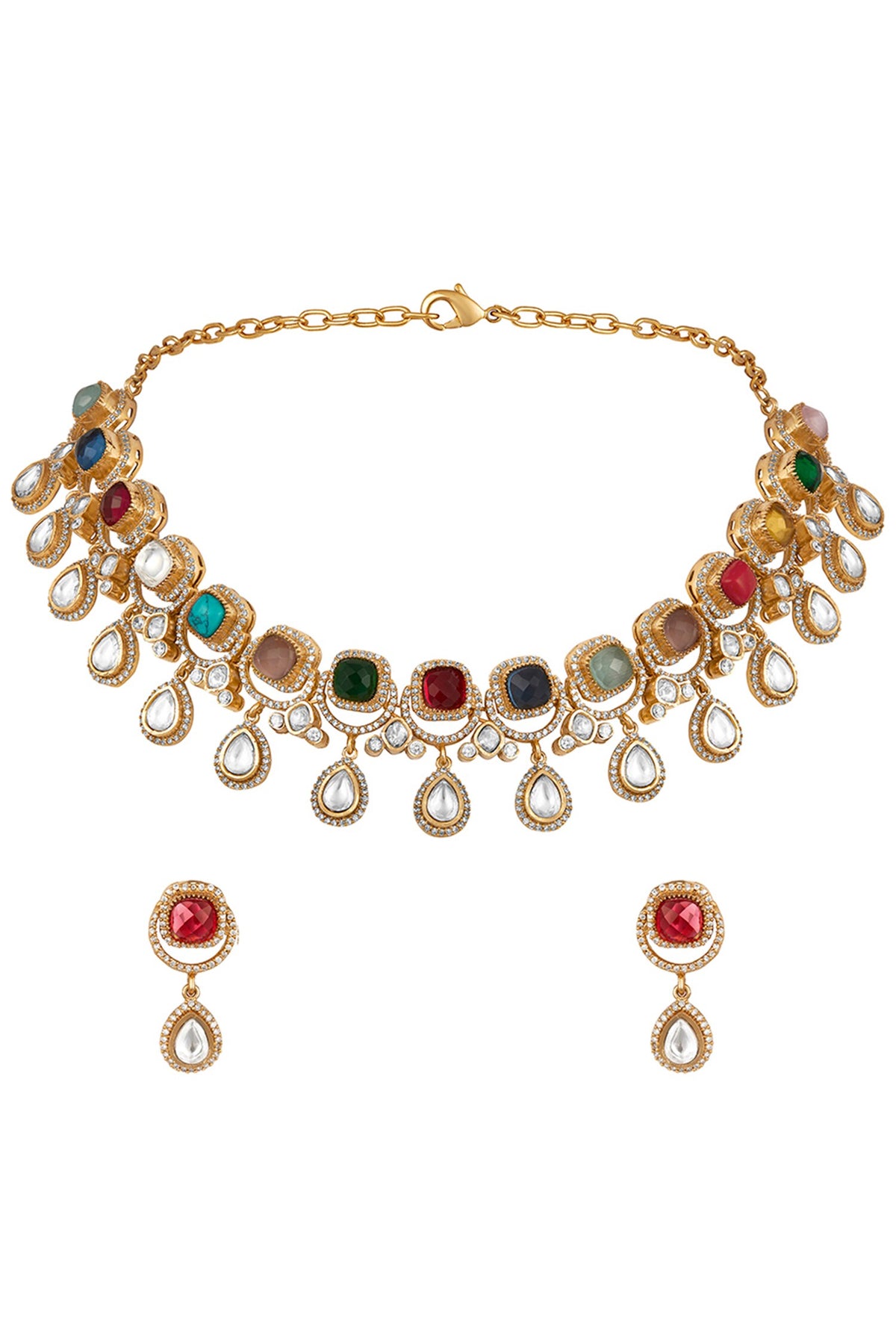 Multi Color Navratna Onyx Choker Set 