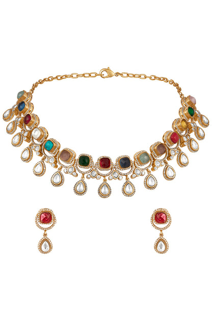 Multi Color Navratna Onyx Choker Set 