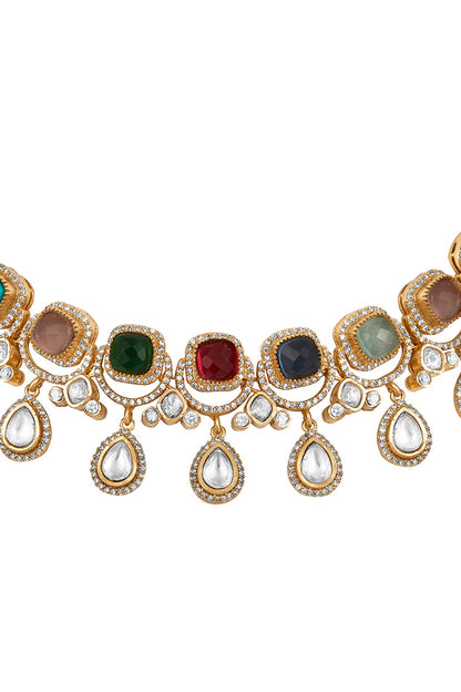 Multi Color Navratna Onyx Choker Set 