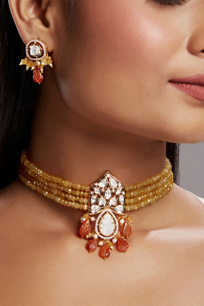 Micron Gold Plated Choker Necklace Set 