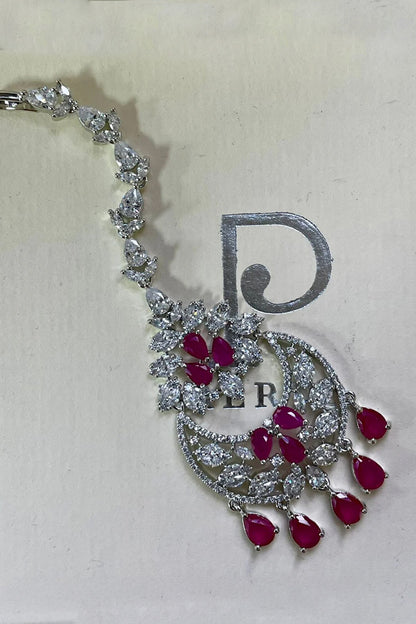 Ruby Stone & Faux Diamond Jewellery Set 