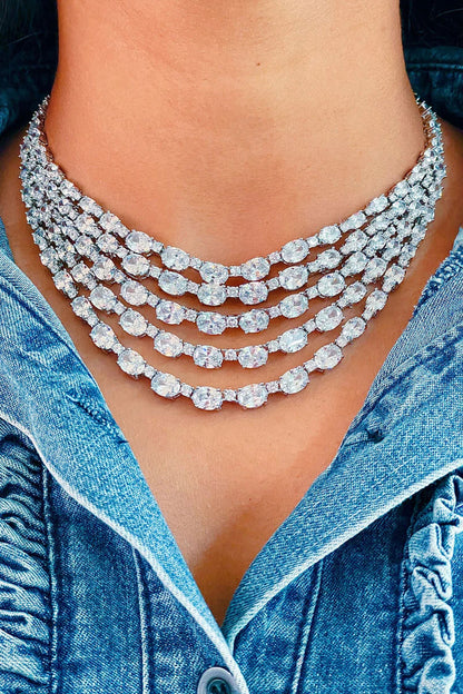 Five Layered Faux Diamond Necklace Set 