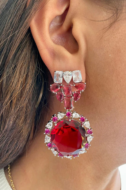 Ruby & Faux Diamond Necklace Set 