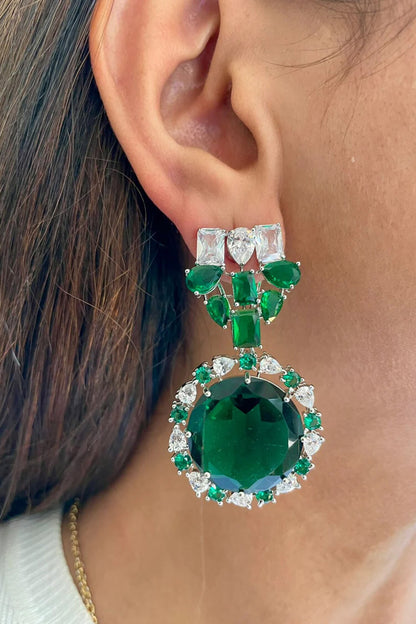 Faux Diamond Emerald Necklace Set 