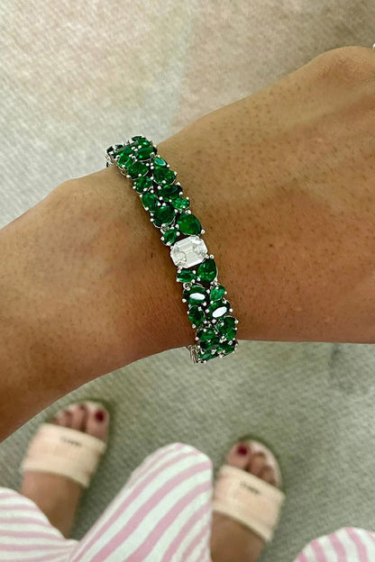 Faux Diamond Emerald Necklace Set 