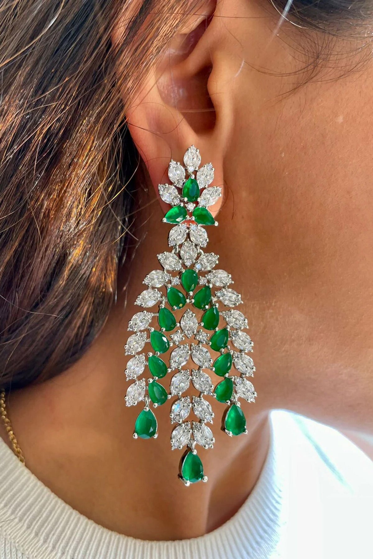 Emerald & Faux Diamond Necklace Set 