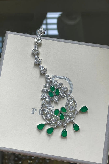 Emerald & Faux Diamond Necklace Set 